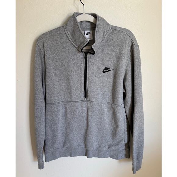 Nike Men's Half Zip Front Pocket Pullover Sweatshirt Grey Size Medium - Picture 1 of 10